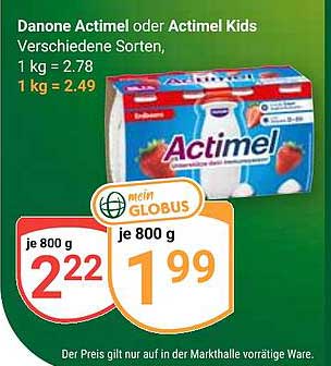 Danone Actimel oder Actimel Kids Verschiedene Sorten, 1 kg = 2.78 1 kg = 2.49