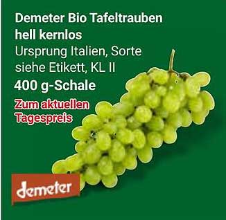 Demeter Bio Tafeltrauben hell kernlos