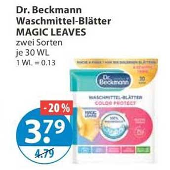 Dr. Beckmann Waschmittel-Blätter MAGIC LEAVES zwei Sorten je 30 WL 1 WL = 0.13