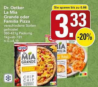 Dr. Oetker La Mia Grande oder Familia Pizza verschiedene Sorten