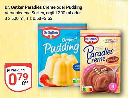 Dr. Oetker Paradies Creme oder Pudding