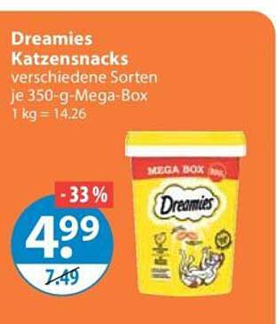 Dreamies Katzensnacks verschiedene Sorten je 350-g-Mega-Box