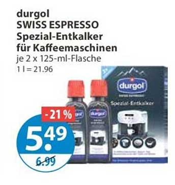 durgol SWISS ESPRESSO Spezial-Entkalker für Kaffeemaschinen je 2 x 125-ml-Flasche 1 l = 21.96