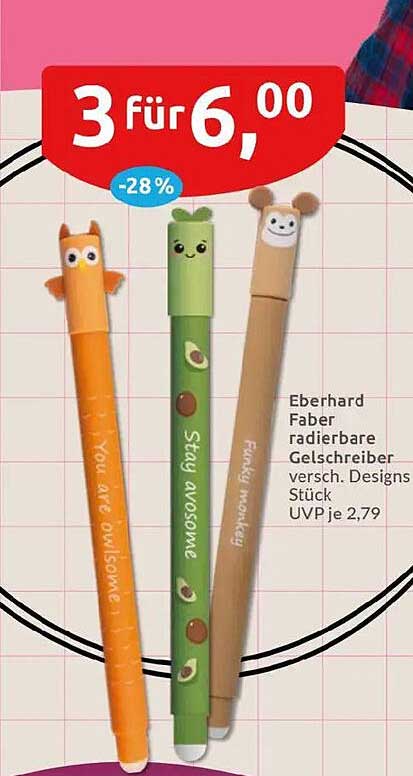Eberhard Faber radierbare Gelschreiber versch. Designs
