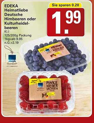 EDEKA Heimatliebe Deutsche Himbeeren oder Kulturheidelbeeren
