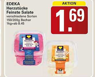 EDEKA Herzstücke Feinste Salate verschiedene Sorten 150/200g Becher 1kg=ab 8.45