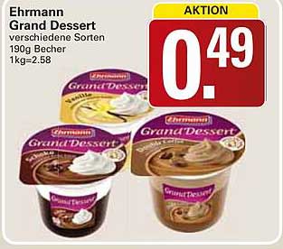 Ehrmann Grand Dessert verschiedene Sorten 190g Becher 1kg=2,58