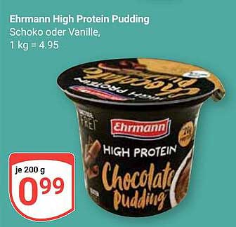 Ehrmann High Protein Pudding Schoko oder Vanille, 1 kg = 4.95