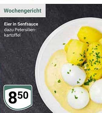 Eier in Senfsauce dazu Petersilienkartoffel