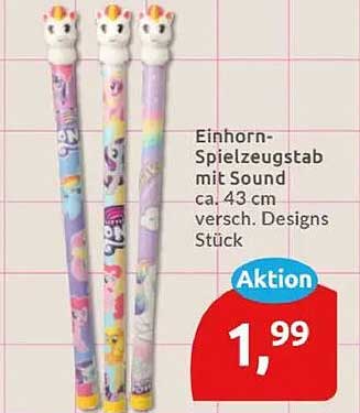 Einhorn-Spielzeugstab mit Sound ca. 43 cm versch. Designs Stück