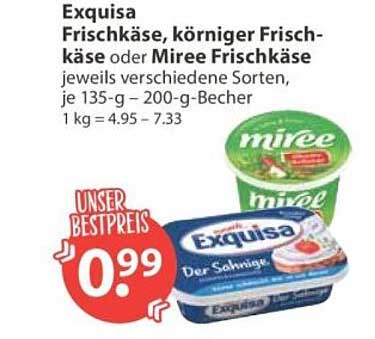 Exquisa Frischkäse, körniger Frischkäse oder Miree Frischkäse