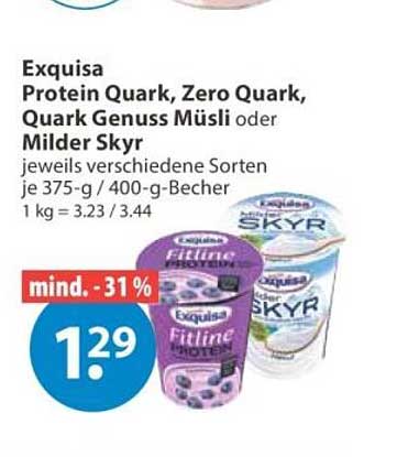 Exquisa Protein Quark, Zero Quark, Quark Genuss Müsli oder Milder Skyr
