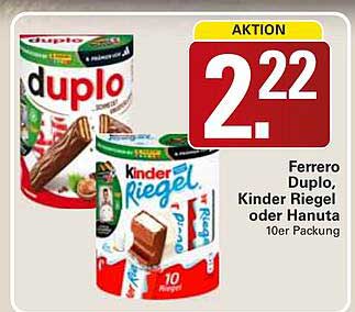 Ferrero Duplo, Kinder Riegel oder Hanuta 10er Packung
