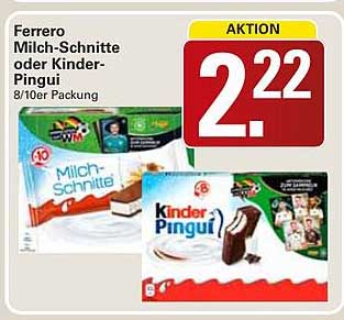 Ferrero Milch-Schnitte oder Kinder Pinguí 8/10er Packung