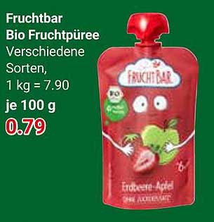Fruchtbar Bio Fruchtpüree Verschiedene Sorten, 1 kg = 7.90 je 100 g