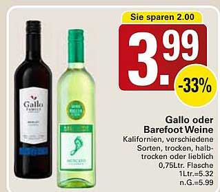 Gallo oder Barefoot Weine