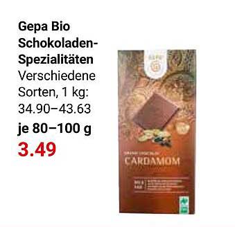 Gepa Bio Schokoladen-Spezialitäten Verschiedene Sorten, 1 kg: 34.90–43.63 je 80–100 g