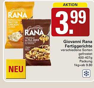 Giovanni Rana Fertiggerichte verschiedene Sorten gefrostet 400-407g Packung 1kg=ab 9.80