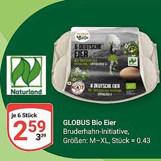 GLOBUS Bio Eier Bruderhahn-Initiative, Größen: M–XL, Stück = 0.43