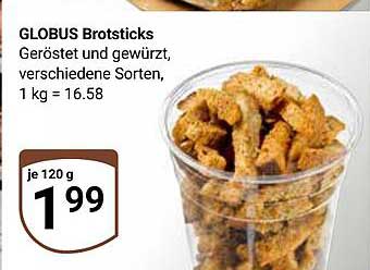 GLOBUS Brotsticks Geröstet und gewürzt, verschiedene Sorten, 1 kg = 16.58