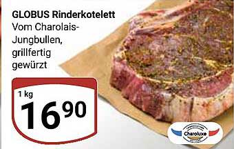 GLOBUS Rinderkotelett Vom Charolais-Jungbullen, grillfertig gewürzt