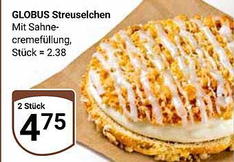 GLOBUS Streuselkuchen Mit Sahnecremefüllung, Stück = 2.38