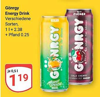 Gönrgy Energy Drink Verschiedene Sorten, 1 l = 2.38 + Pfand 0.25