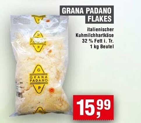 GRANA PADANO FLAKES italienischer Kuhmilchkäse 32 % Fett i. Tr. 1 kg Beutel