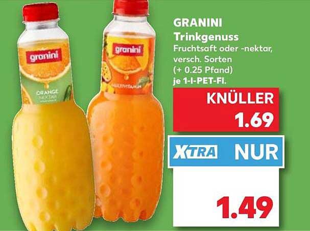 GRANINI Trinkgenuss Fruchtsaft oder -nektar, versch. Sorten (+ 0.25 Pfand) je 1 l-PET-Fl.