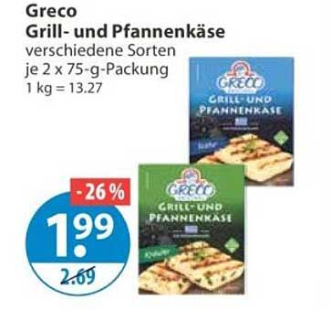Greco Grill- und Pfannenkäse verschiedene Sorten je 2 x 75-g-Packung 1 kg = 13.27