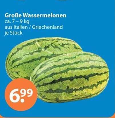 Große Wassermelonen ca. 7 - 9 kg aus Italien / Griechenland je Stück