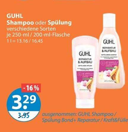 GUHL Shampoo oder Spülung verschiedene Sorten je 250-ml / 200-ml-Flasche 1 l = 13.16 / 16.45