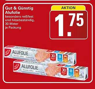 Gut & Günstig Alufolie besonders reißfest und hitzebeständig, 30 Meter je Packung