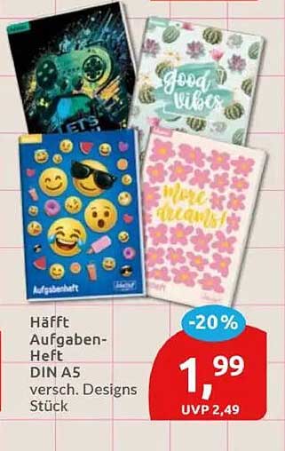 Häfft Aufgaben-Heft DIN A5 versch. Designs Stück