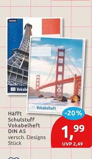 Häfft Schulstuff Vokabelheft DIN A5 versch. Designs Stück