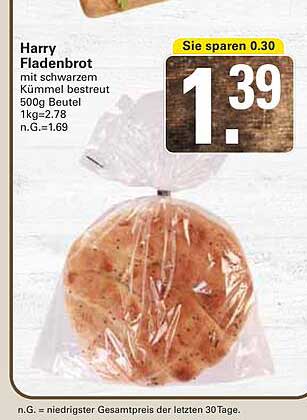 Harry Fladenbrot mit schwarzem Kümmel bestreut