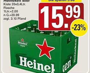Heineken Bier Kiste 20x0,4Ltr. Flasche