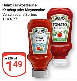 Heinz Feinkostsauce, Ketchup oder Mayonnaise Verschiedene Sorten, 1 l = 6.77