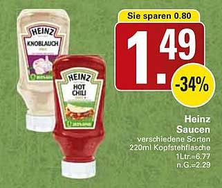 Heinz Saucen verschiedene Sorten 220ml Kopfsteiflasche