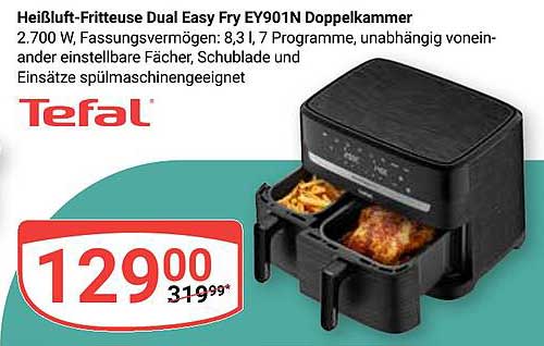 Heißluft-Fritteuse Dual Easy Fry EY901N Doppelkammer