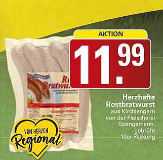 Herzhafte Rostbratwurst aus Kirchlengern von der Fleischerei Spengemann, gebrüht 10er Packung