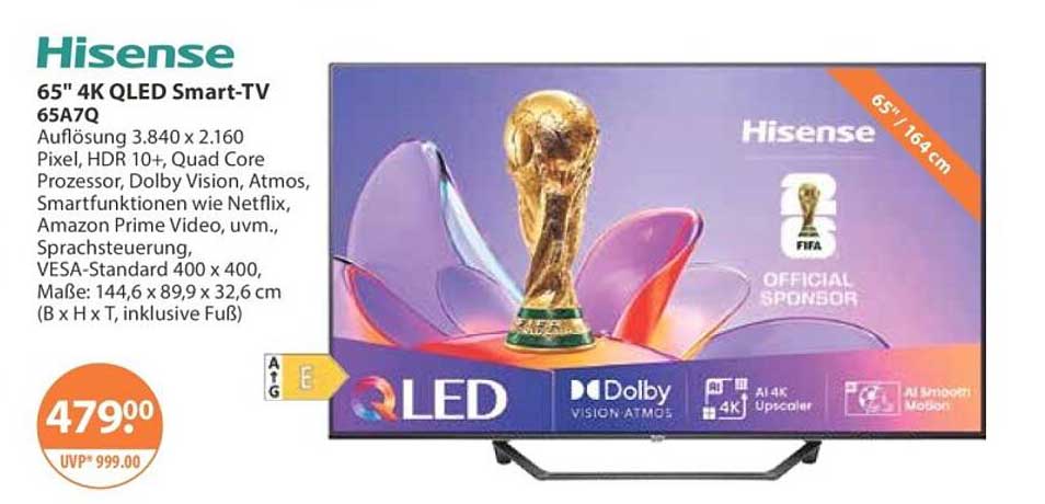 Hisense 65" 4K QLED Smart-TV 65A7Q
