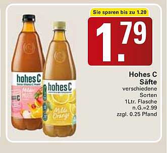 Hohes C Säfte verschiedene Sorten 1Ltr. Flasche