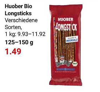 Huober Bio Longsticks Verschiedene Sorten, 1 kg: 9.93–11.92 125–150 g