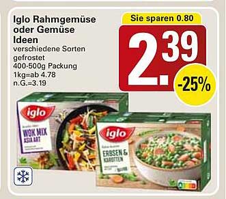 Iglo Rahmgemüse oder Gemüse Ideen