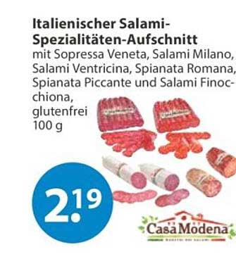 Italienischer Salami-Spezialitäten-Aufschnitt mit Sopressa Veneta, Salami Milano, Salami Ventricina, Spianata Romana, Spianata Piccante und Salami Finocchiona, glutenfrei 100 g