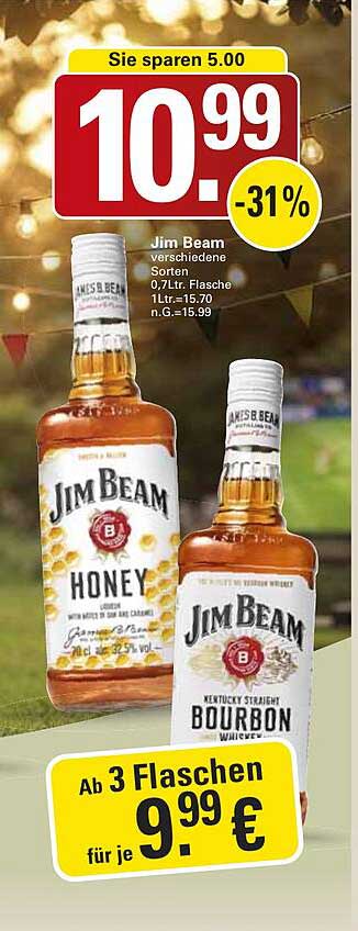 Jim Beam verschiedene Sorten 0,7Ltr. Flasche