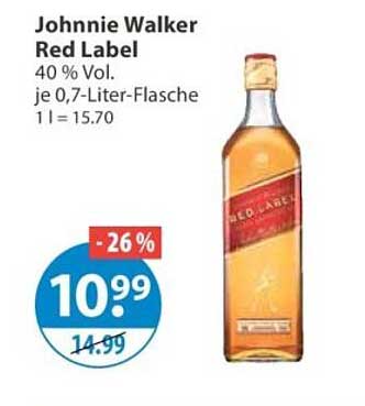 Johnnie Walker Red Label 40 % Vol. je 0,7-Liter-Flasche 1 l = 15.70