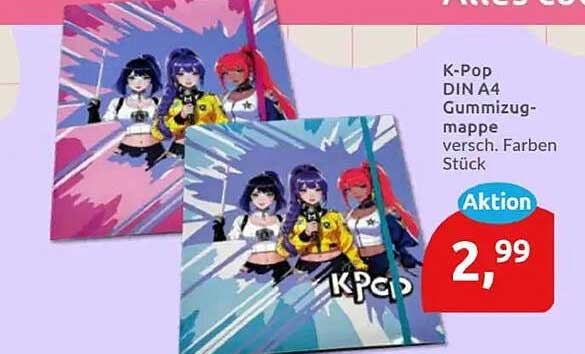 K-Pop DIN A4 Gummizugmappe versch. Farben Stück
