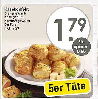 Käsekonfekt Blätterteig mit Käse gefüllt, herzhaft gewürzt 5er Tüte